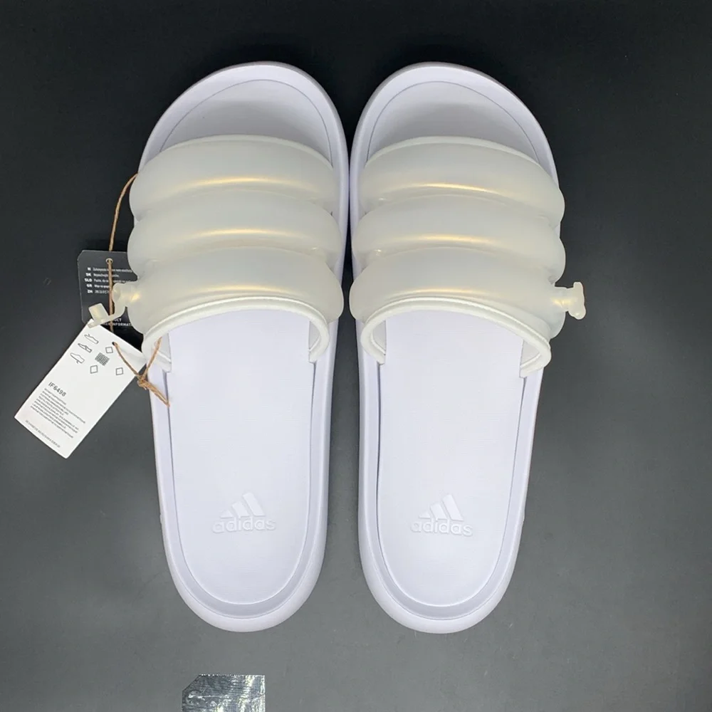 Adidas Adilette Zplaash White Slides Men's Sz 12 Women's Sz 13 NWT‎